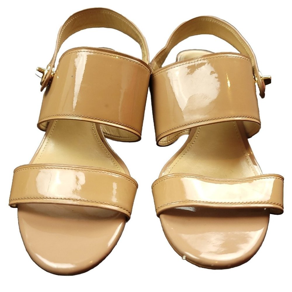Coach Womens 9 Marla‎ Tan Patent Shoes Leather Sandals Heels Slingback Reg Width